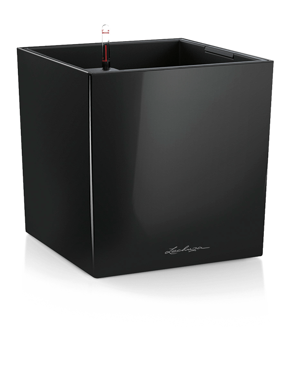 Ghiveci plante L40xW40xH40cm Lechuza Premium Cube 40 All Inclusive Set Black High Gloss