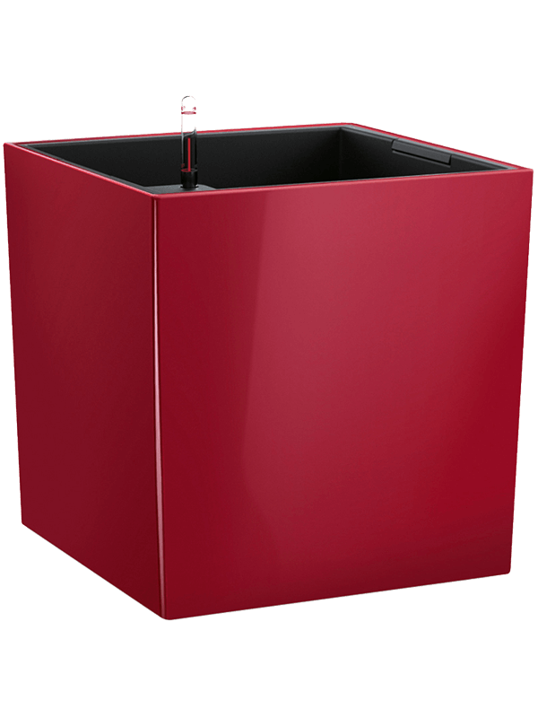 Ghiveci plante L40xW40xH40cm Lechuza Premium Cube 40 All Inclusive Set Scarlet Red High-gloss