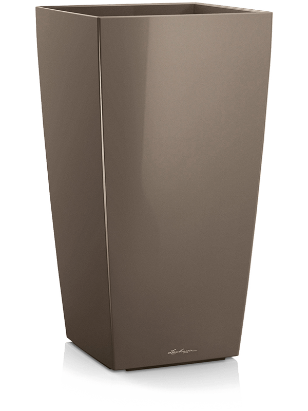 Ghiveci plante L40xW40xH75cm Lechuza Cubico Taupe High Gloss