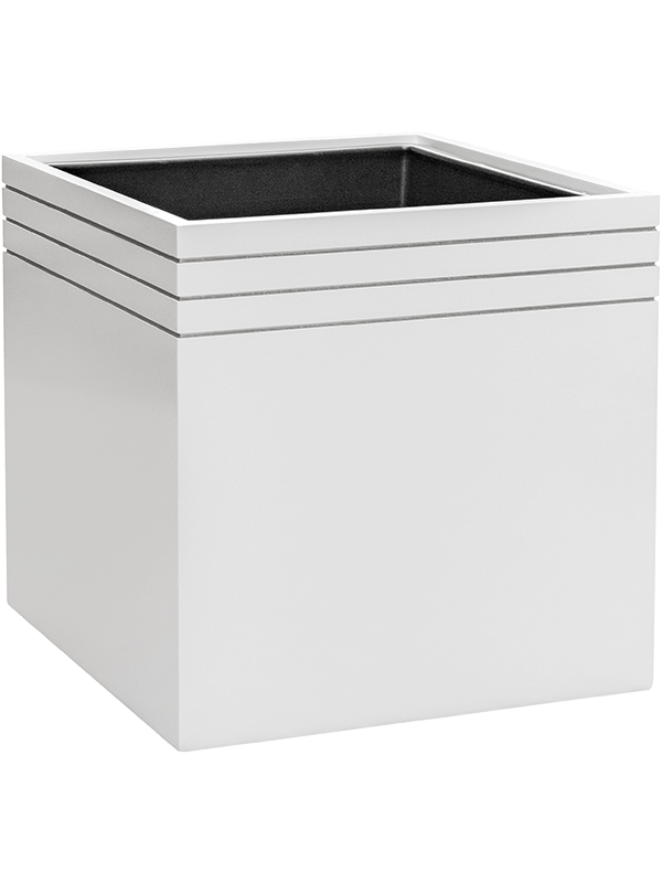 Ghiveci plante L48xW48xH48cm Baq Line-Up Cube Matt White (with liner and wheelplate)