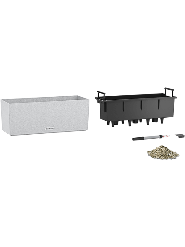 Ghiveci plante L50xW19xH19cm Lechuza Balconera Stone 50 All Inclusive Set Quartz White