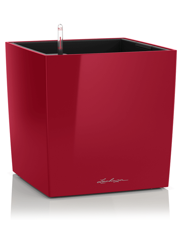 Ghiveci plante L50xW50xH50cm Lechuza Premium Cube 50 All Inclusive Set Scarlet Red High-gloss