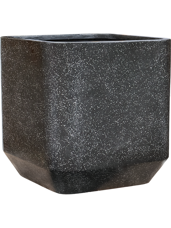 Ghiveci plante L55xW55xH56cm Baq Terrazzo Rounded Cube Black