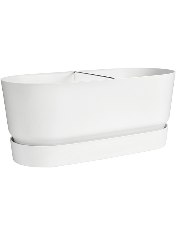 Ghiveci plante L58xW26xH33cm Greenville Terrace Trough Wheels White