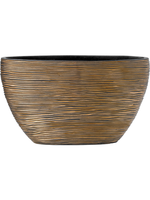 Ghiveci plante L59xW14xH34cm Capi Nature Rib Planter Oval Black Gold