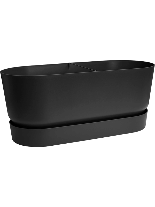 Ghiveci plante L78xW35xH33cm Greenville Terrace Trough Wheels Living Black