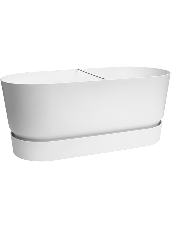 Ghiveci plante L78xW35xH33cm Greenville Terrace Trough Wheels White