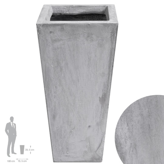 Ghiveci pt plante 19.5x19.5x39.5 cm. gri ciment