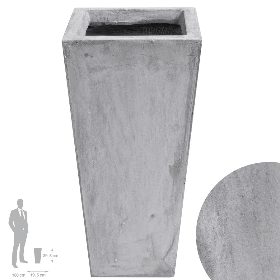 Ghiveci pt plante 19.5x19.5x39.5 cm. gri ciment