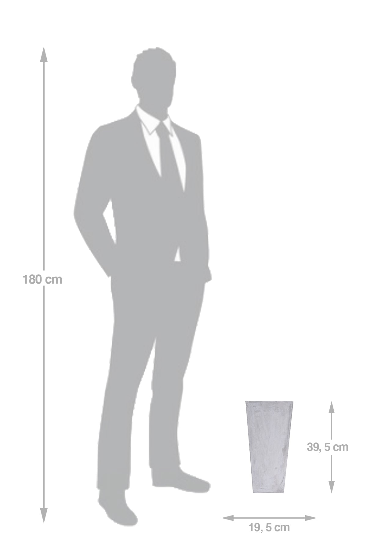 Ghiveci pt plante 19.5x19.5x39.5 cm. gri ciment