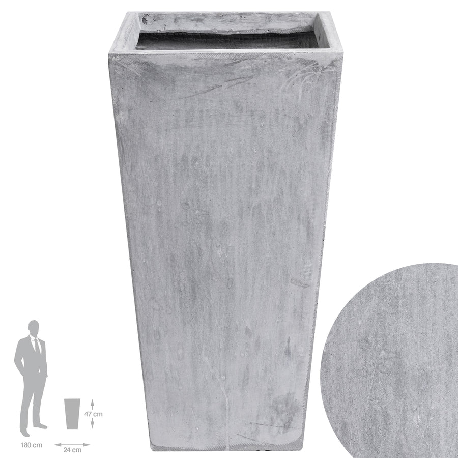Ghiveci pt plante 24x24x47 cm. gri ciment