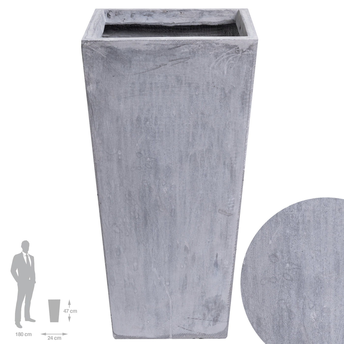 Ghiveci pt plante 24x24x47 cm. gri ciment