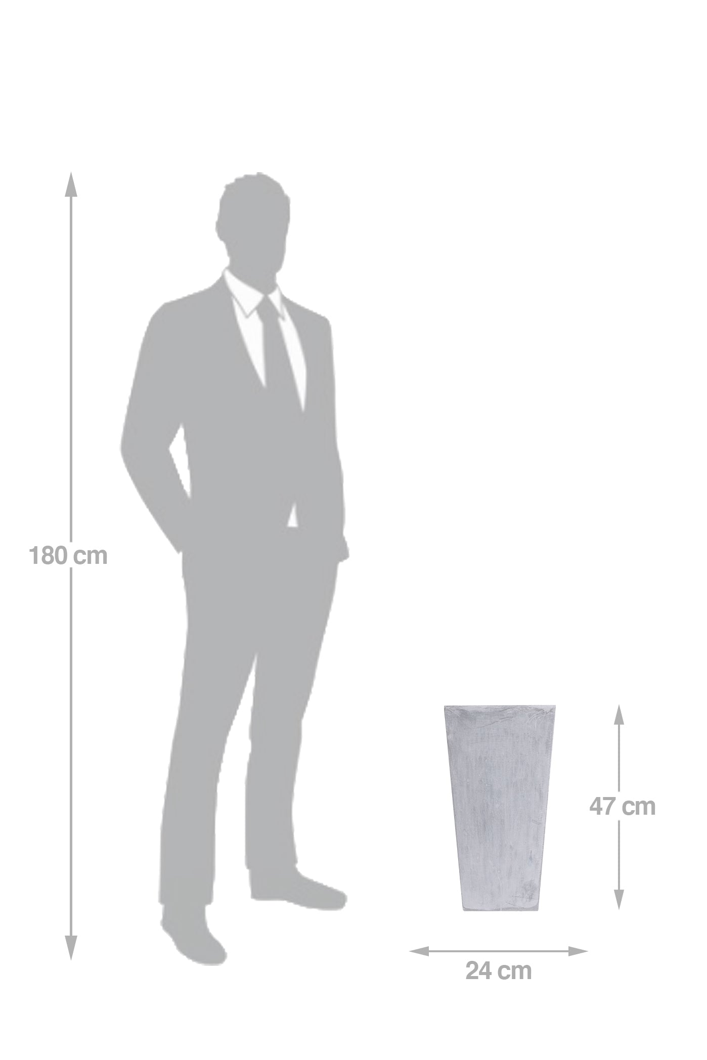 Ghiveci pt plante 24x24x47 cm. gri ciment