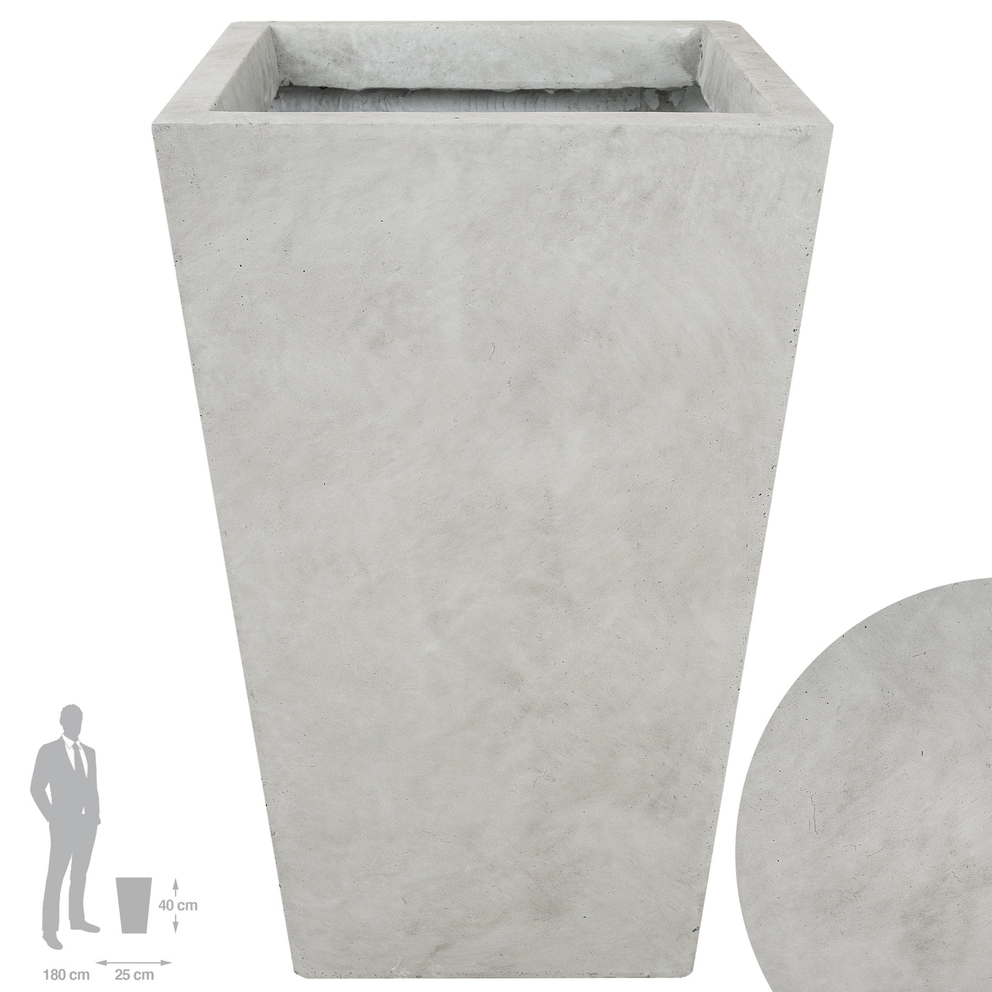 Ghiveci pt plante 25x25x40. gri ciment