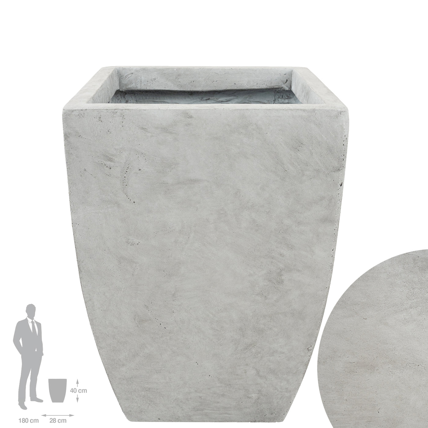 Ghiveci pt plante 28x28x40 cm. gri ciment