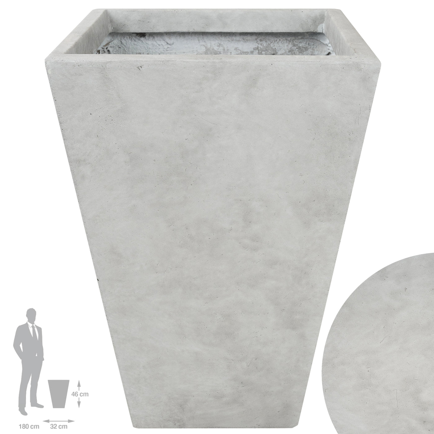 Ghiveci pt plante 32x32x46. gri ciment