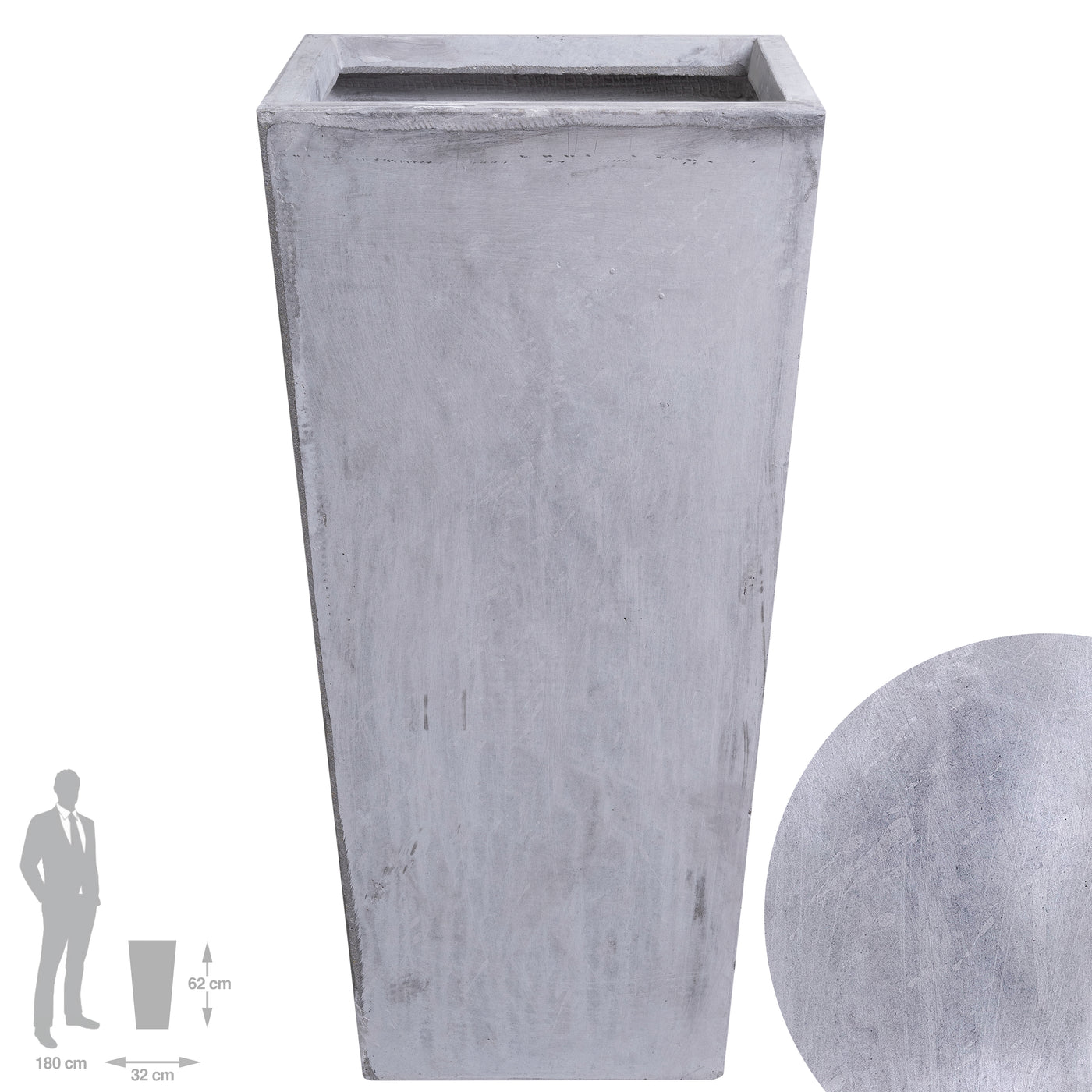 Ghiveci pt plante 32x32x62 cm. gri ciment