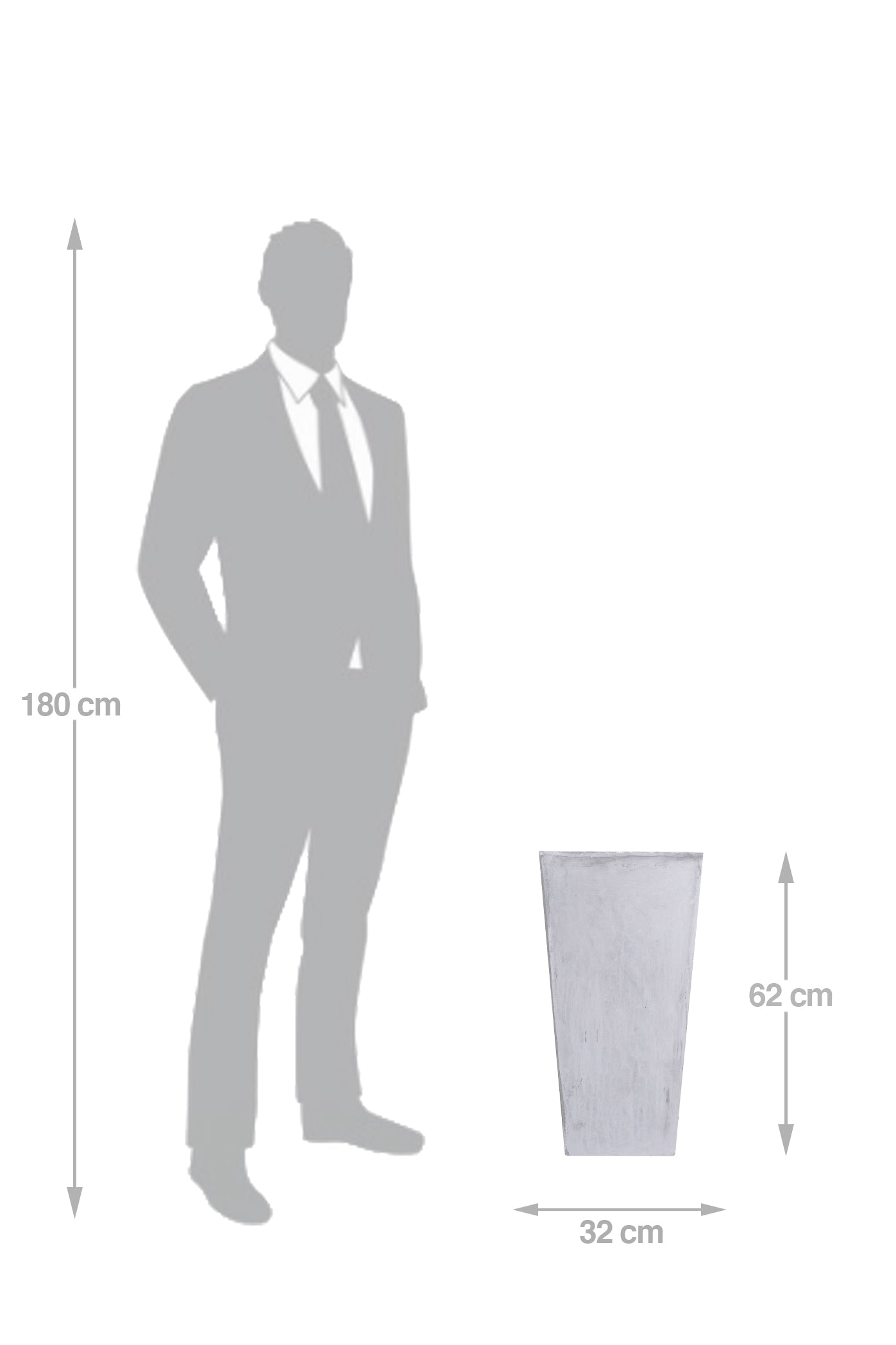 Ghiveci pt plante 32x32x62 cm. gri ciment