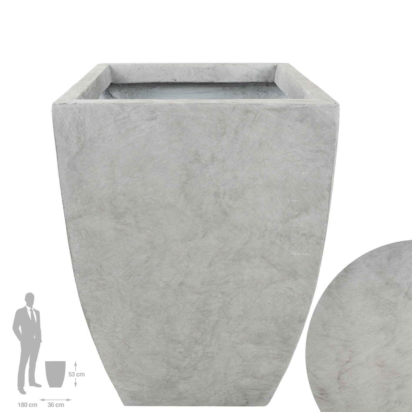 Ghiveci pt plante 36x36x53 cm. gri ciment