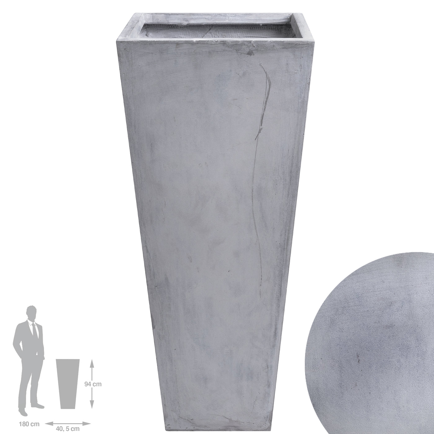 Ghiveci pt plante 40.5x40.5x94 cm. gri ciment