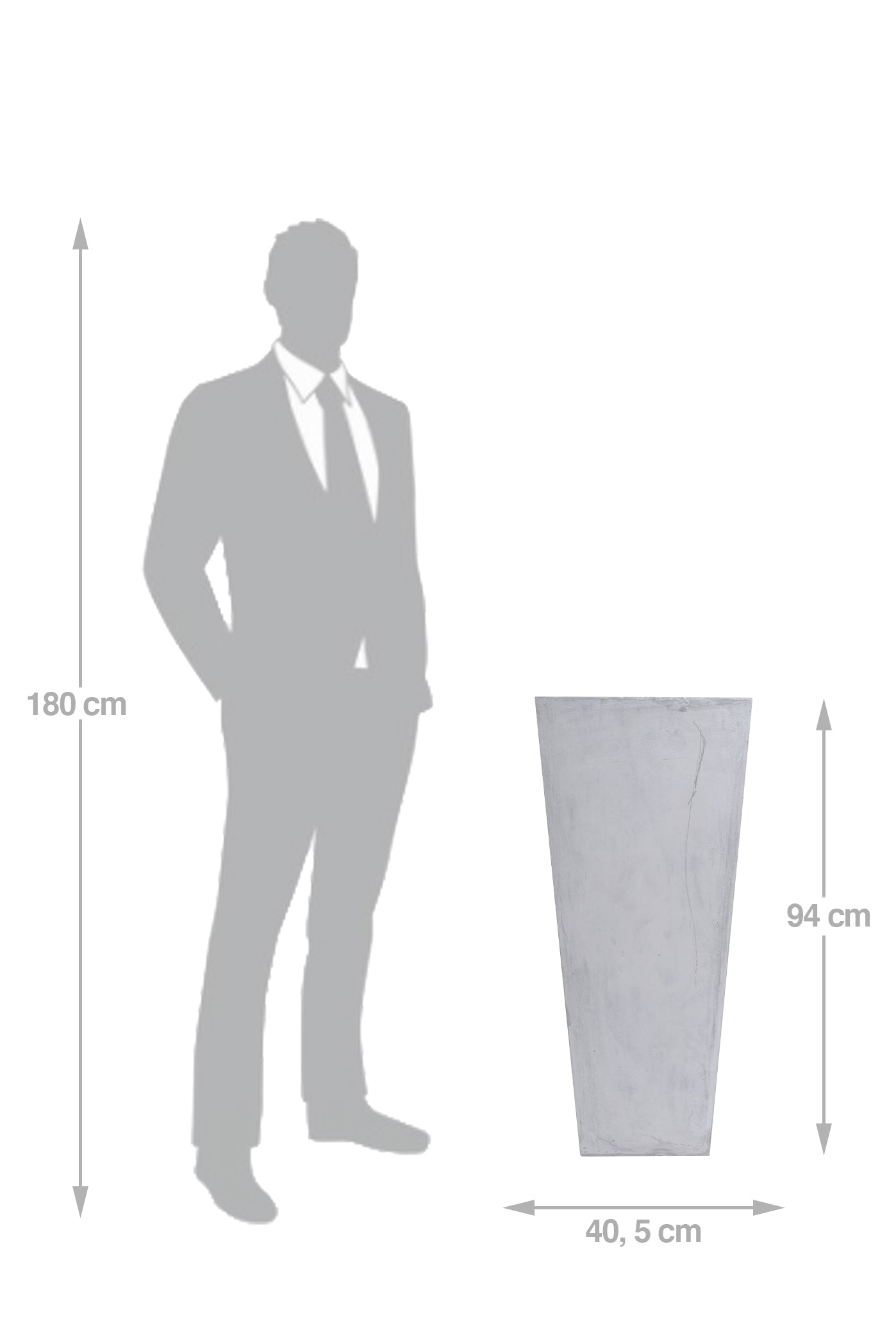 Ghiveci pt plante 40.5x40.5x94 cm. gri ciment