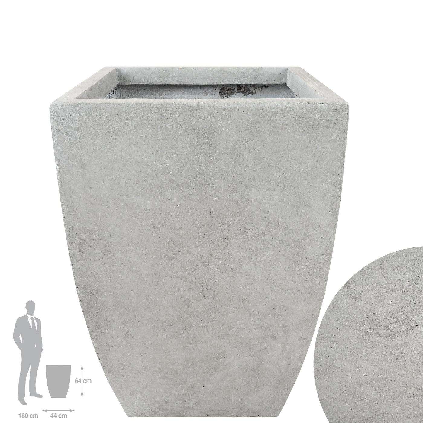 Ghiveci pt plante 44x44x64 cm. gri ciment