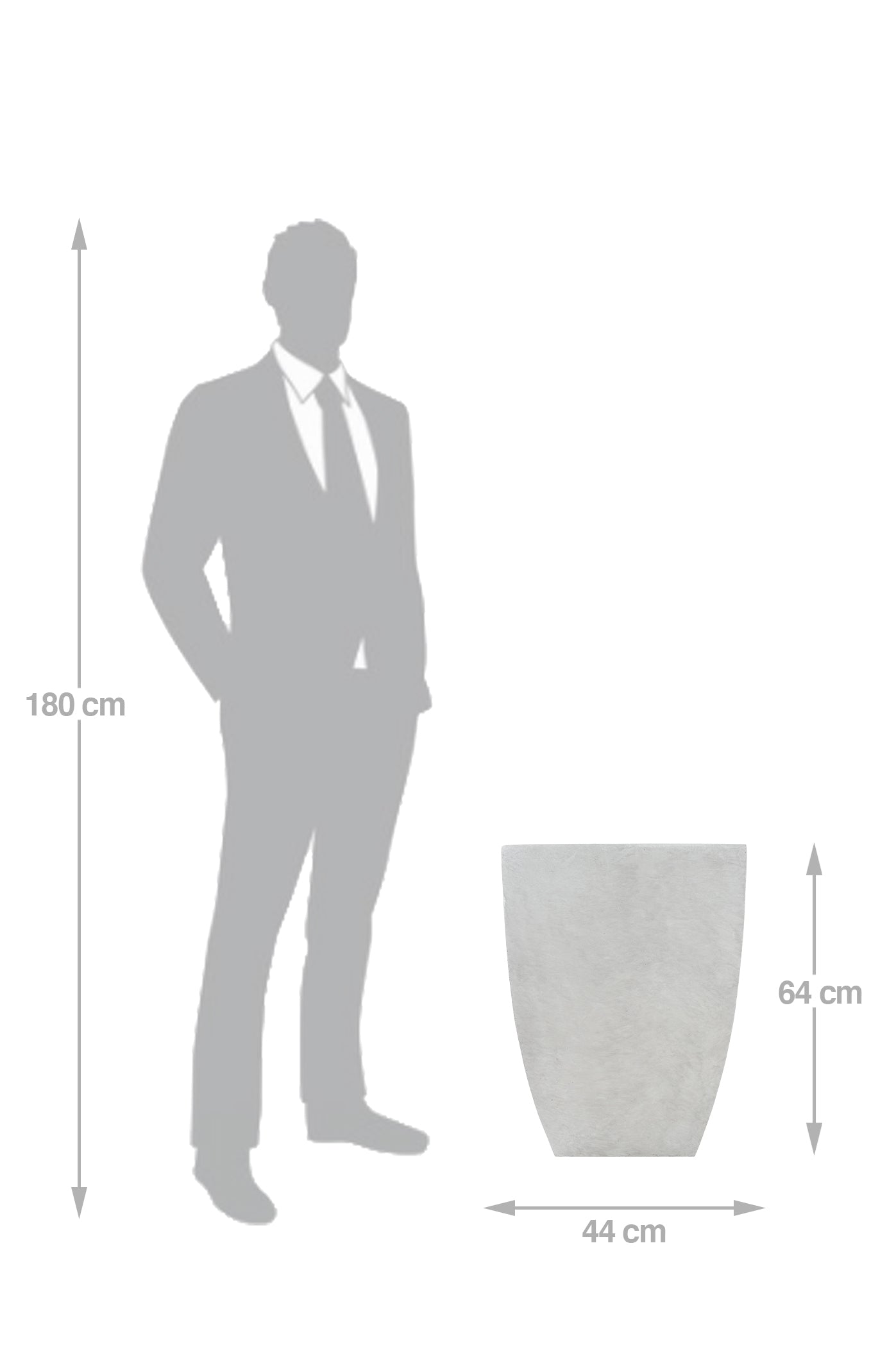 Ghiveci pt plante 44x44x64 cm. gri ciment