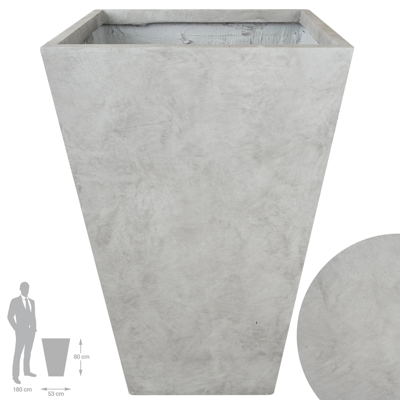 Ghiveci pt plante 53x53x80. gri ciment