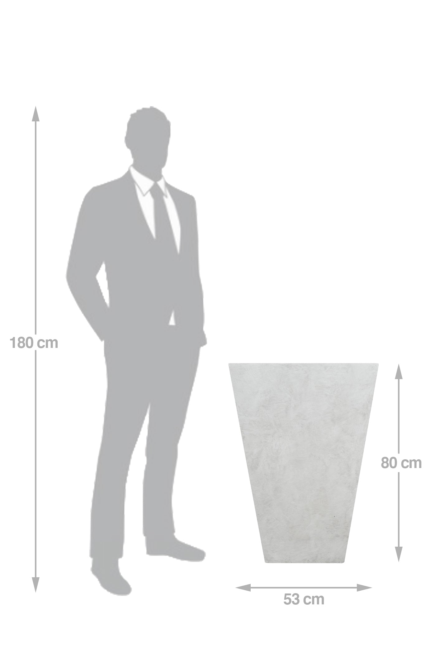Ghiveci pt plante 53x53x80. gri ciment