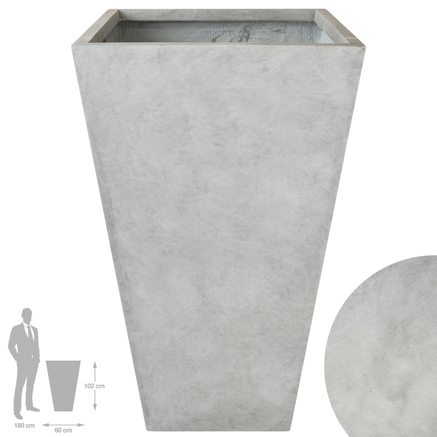 Ghiveci pt plante 60x60x102. gri ciment