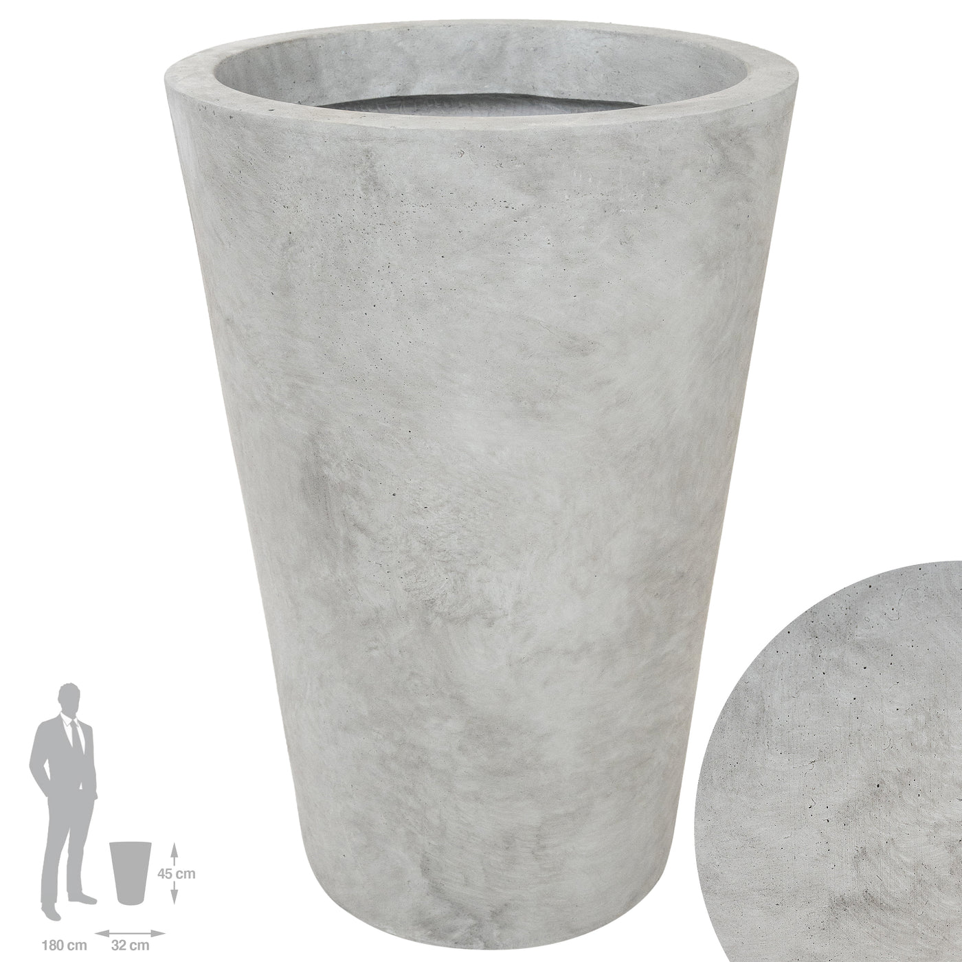 Ghiveci pt plante D32xH45 cm. gri ciment