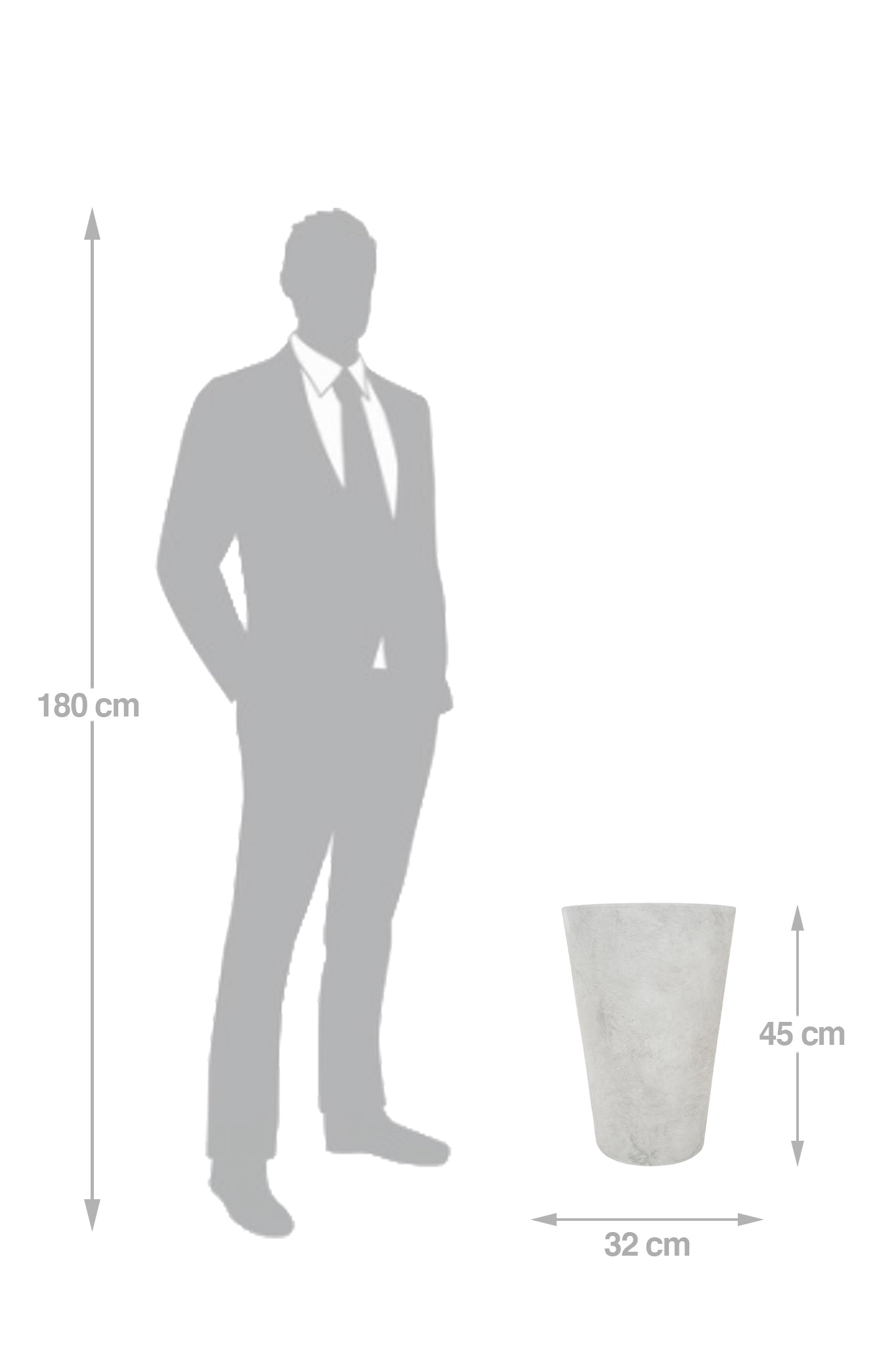 Ghiveci pt plante D32xH45 cm. gri ciment
