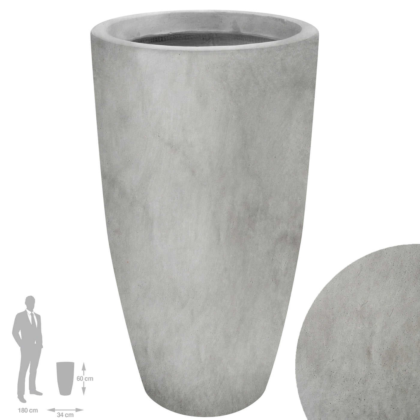 Ghiveci pt plante D34xH60 cm. gri ciment