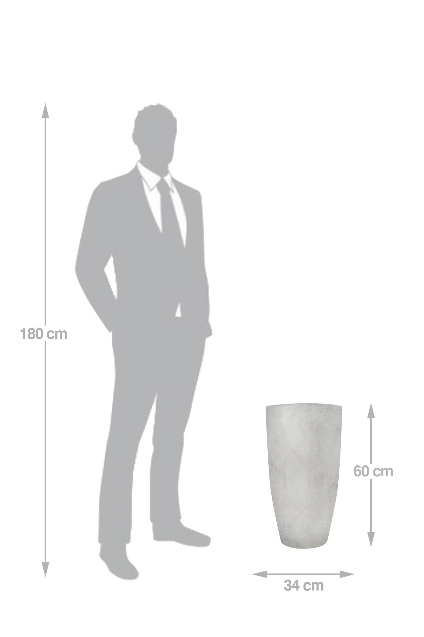 Ghiveci pt plante D34xH60 cm. gri ciment