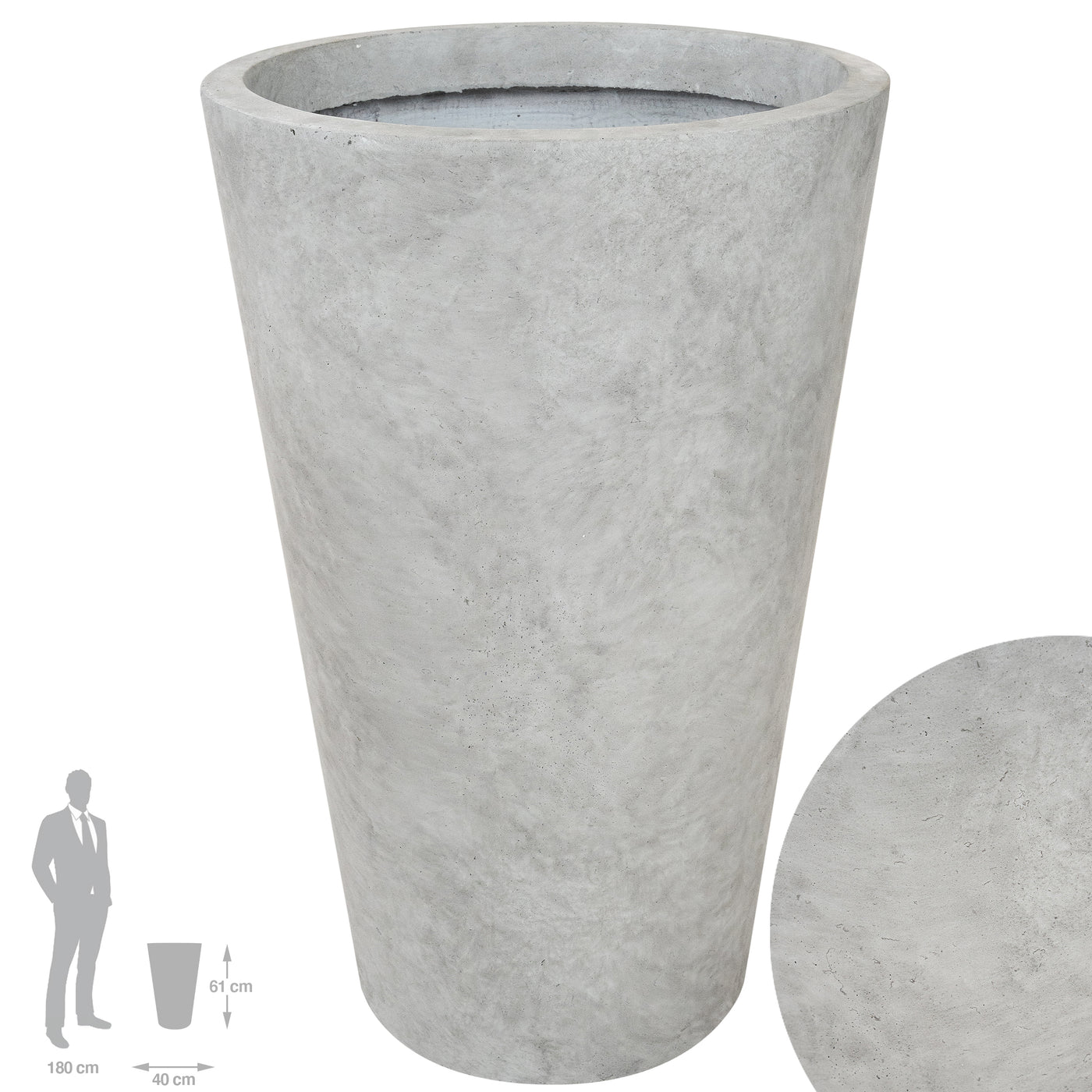 Ghiveci pt plante D40xH61 cm. gri ciment