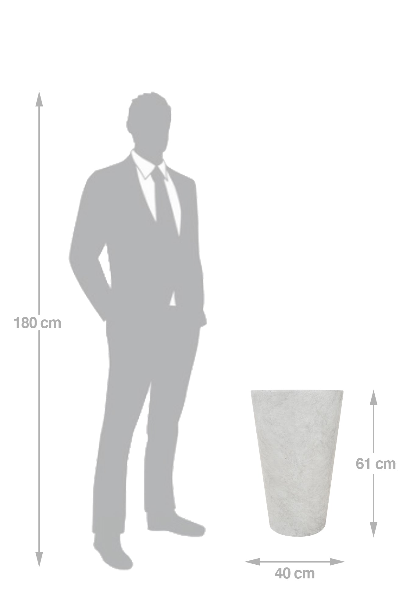 Ghiveci pt plante D40xH61 cm. gri ciment