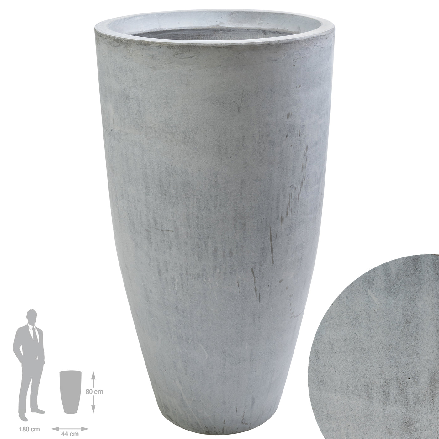 Ghiveci pt plante D44xH80 cm. gri ciment