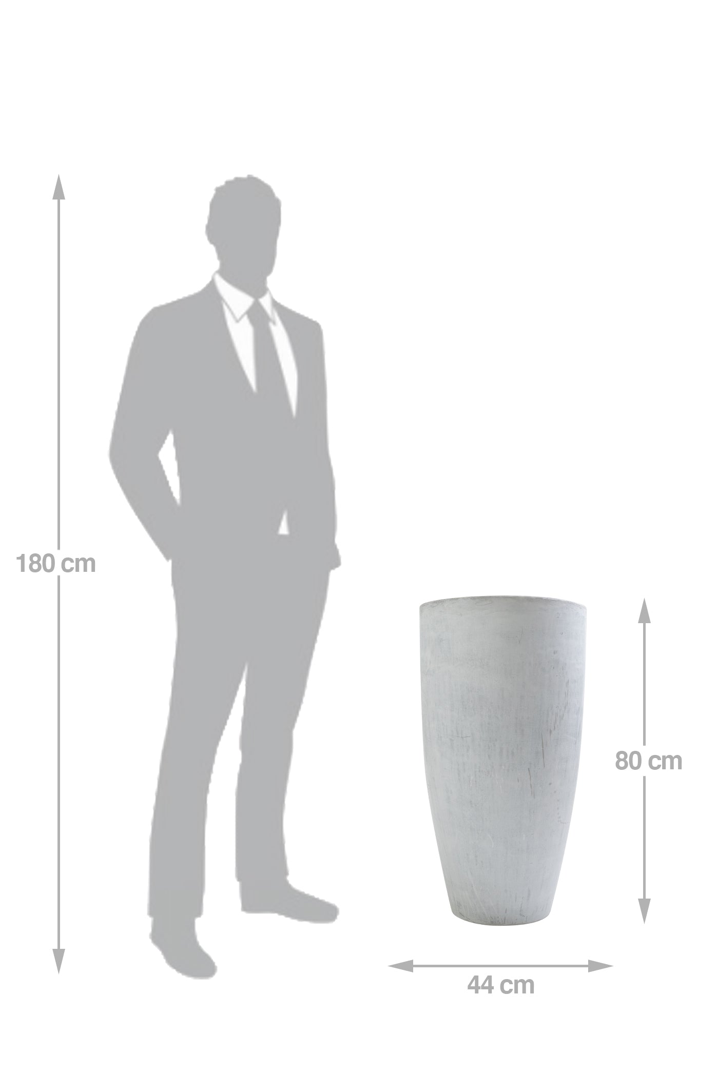 Ghiveci pt plante D44xH80 cm. gri ciment