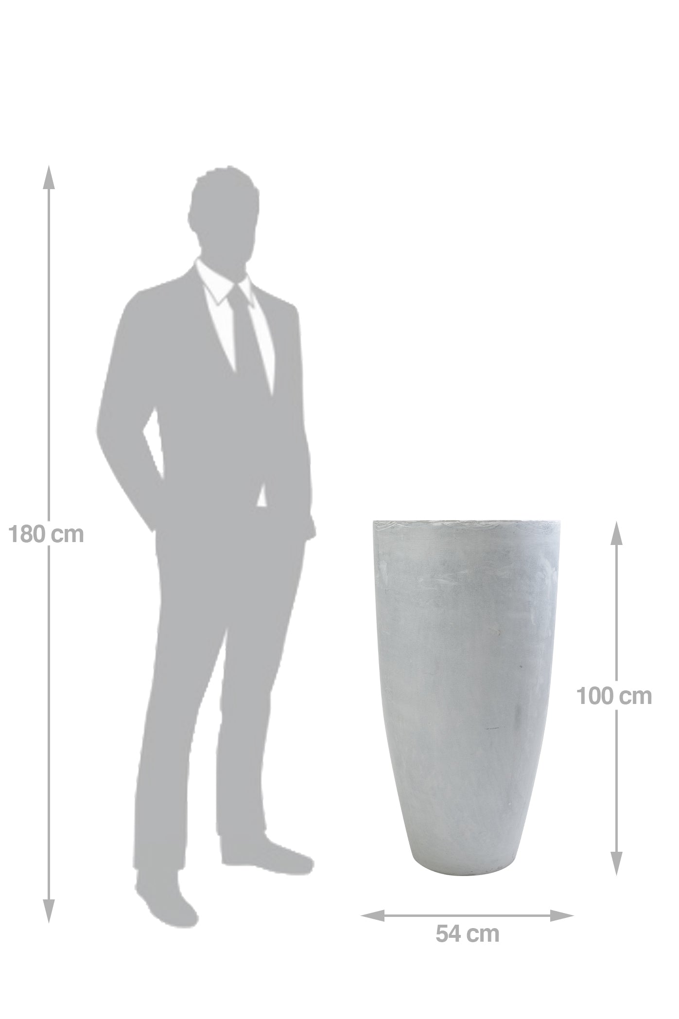 Ghiveci pt plante H100xD54 cm. gri ciment