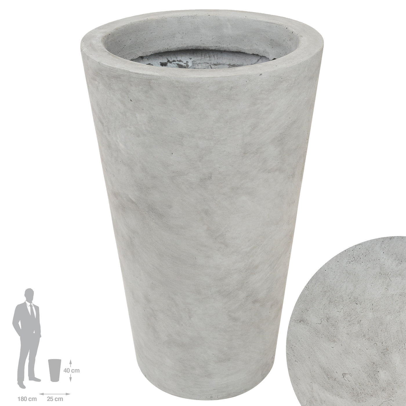 Ghiveci pt plante H40x D25 cm. gri ciment