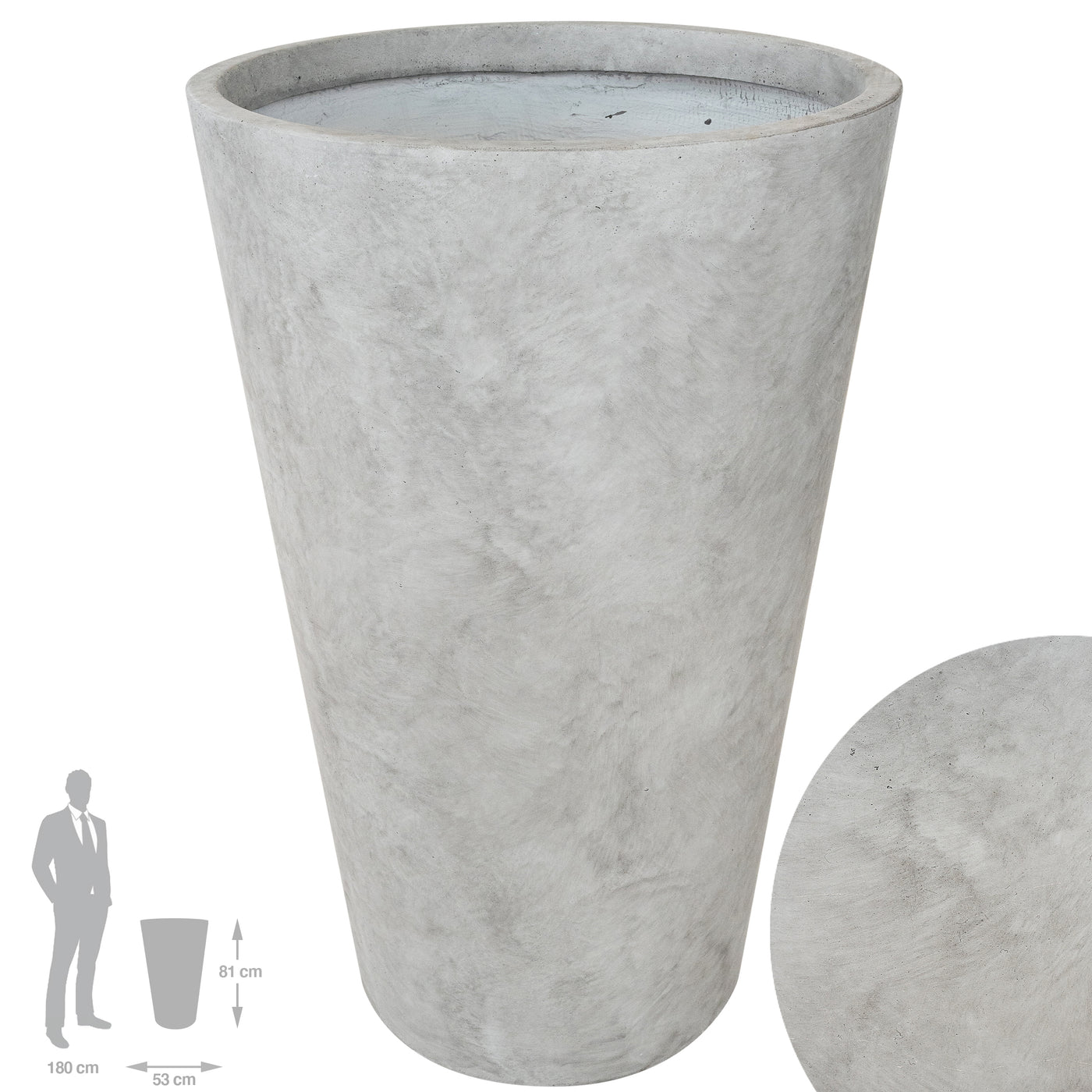 Ghiveci pt plante H81xD53 cm. gri ciment