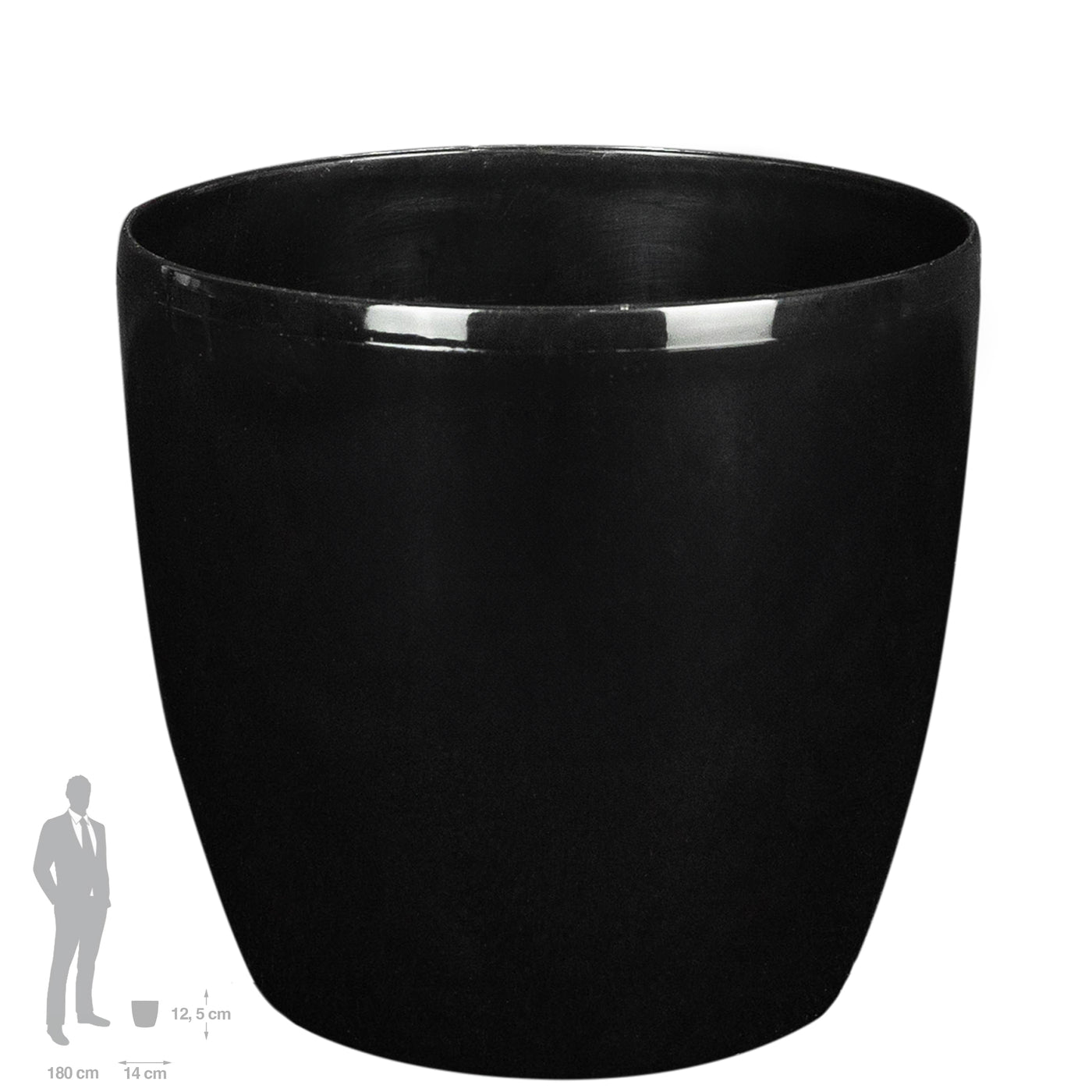 Ghiveci Rotto H12.5xD14 cm. negru lucios