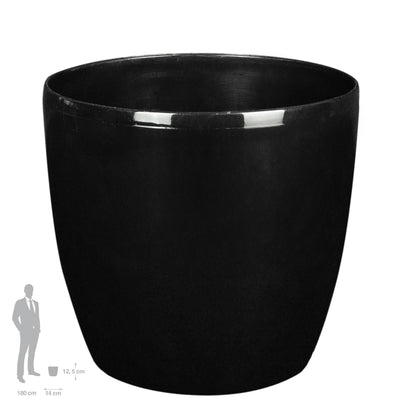 Ghiveci Rotto H12.5xD14 cm. negru lucios