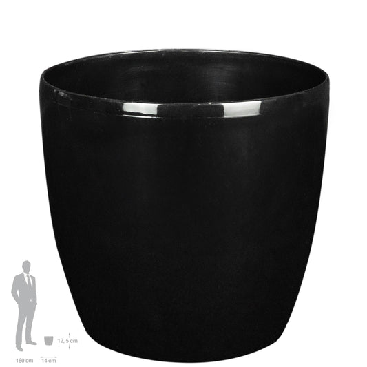 Ghiveci Rotto H12.5xD14 cm. negru lucios