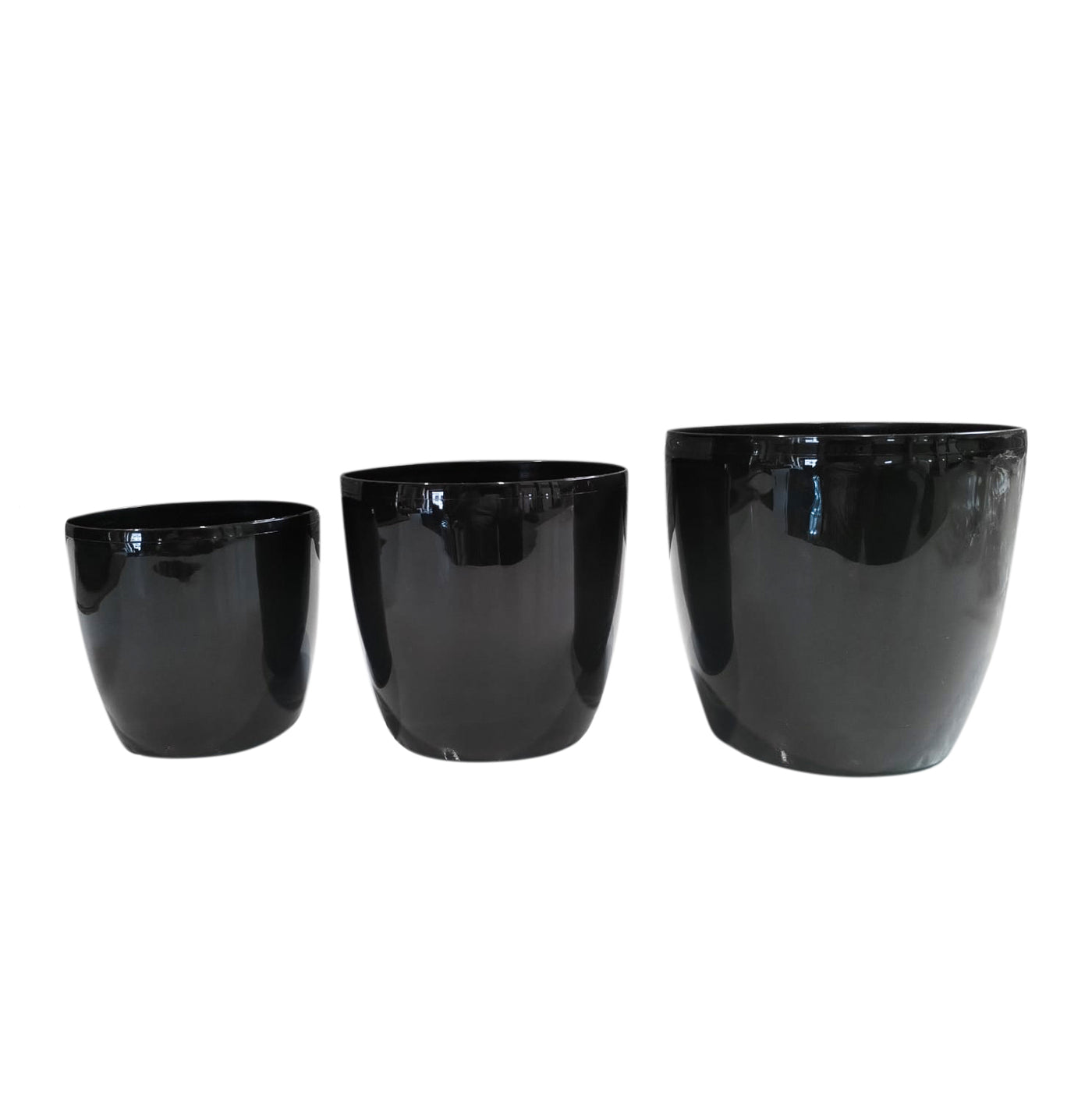 Ghiveci Rotto H12.5xD14 cm. negru lucios