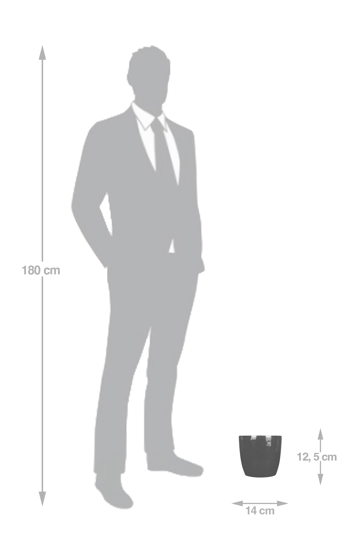 Ghiveci Rotto H12.5xD14 cm. negru lucios