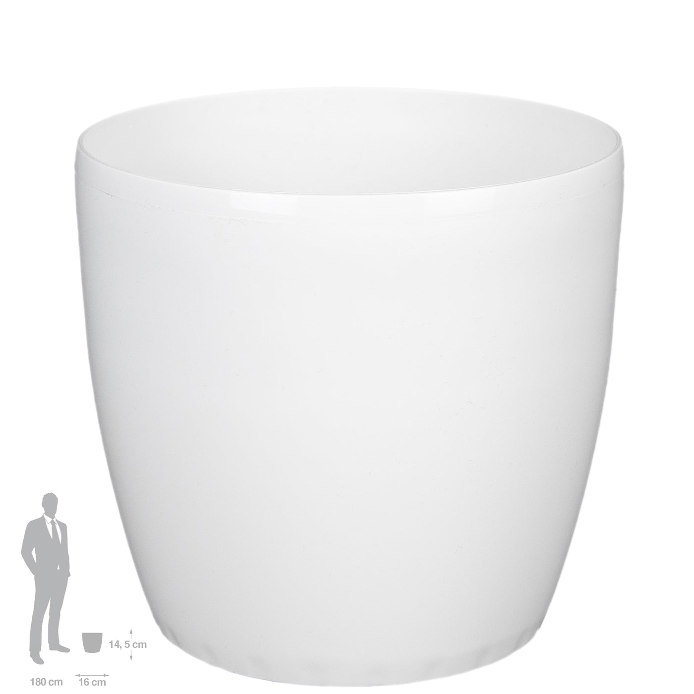 Ghiveci Rotto H14.5xD16 cm. alb lucios