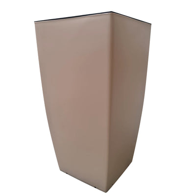 Ghiveci flori 31x31x56.5cm tip Lechuza Cubico cu set autoirigare, maro mat