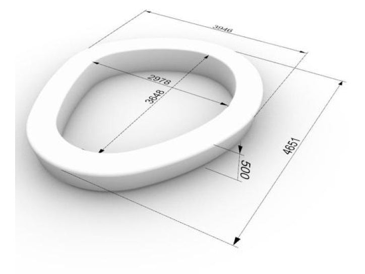 Ghiveci urban oval cu banca 465.1xx394.6x50 cm