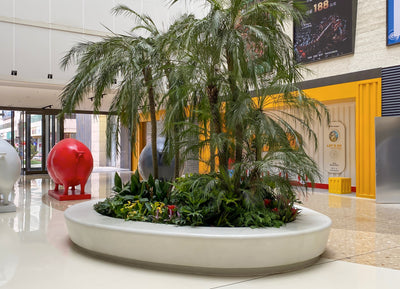 Ghiveci urban oval cu banca 465.1xx394.6x50 cm